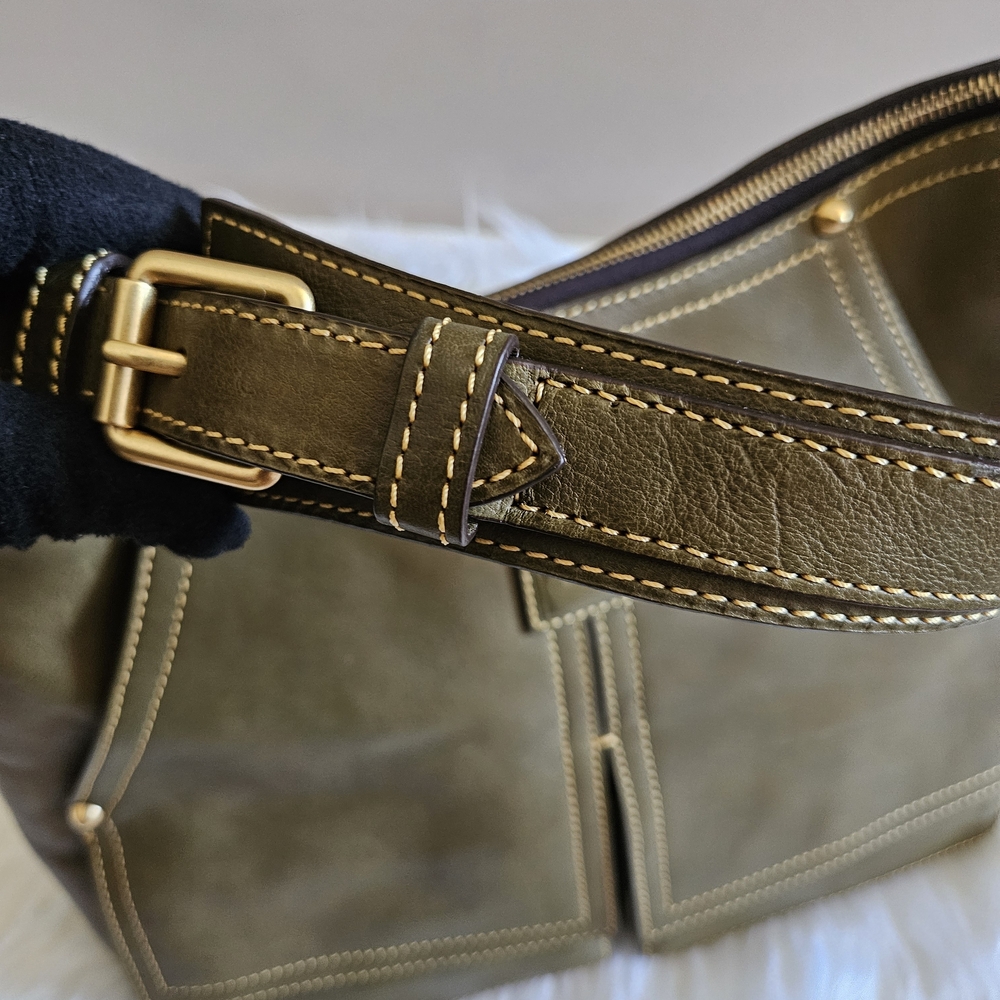 Dooney & Bourke Olive Green Leather Hobo with Tassel Detail - Picture 9 of 17